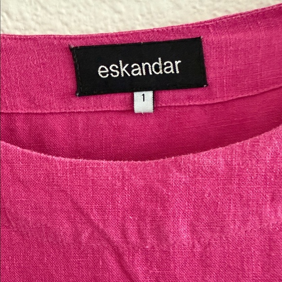 eskandar 100% Linen Long Caftan Fuchsia Pink Dress - Picture 4 of 10